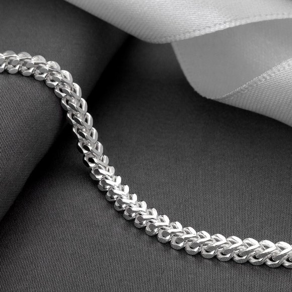 Franco Silver Bracelet, Franco Link Bracelet, High-Quality Men's Silver Bracelet - Picture 3 of 4